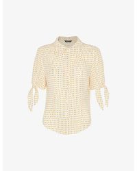 Whistles - Oval Spot-Print Tie-Sleeve Woven Blouse - Lyst