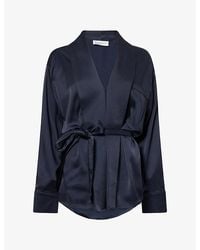 Victoria Beckham - Alba Tie-Belt Crepe-Back Satin Blouse - Lyst