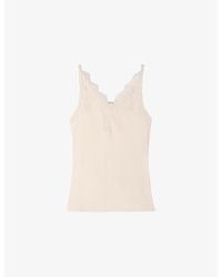 Sandro - Ribbed Lace-Embroidered Stretch-Cotton Vest - Lyst