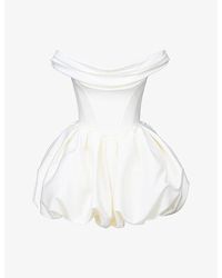 House Of Cb - Leonora Off-The-Shoulder Satin Mini Bridal Gown Xs (A-C Cup) - Lyst