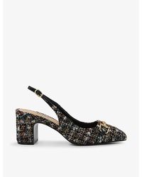 Dune - Fabric Choices Chain-embellished Tweed Slingback Heeled Courts - Lyst