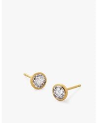 Monica Vinader - Solitaire 18Ct-Plated Vermeil Sterling- And 0.082Ct Brilliant-Cut Lab-Grown Diamond Stud Earrings - Lyst