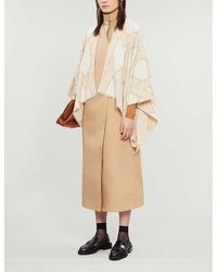 Maje Eclair Geometric-print Woven Cape - Natural