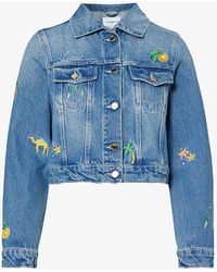 Casablancabrand - Embroidered Cropped Denim Jacket - Lyst
