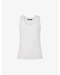 Whistles - Scoop-Neck Ribbed Stretch Better-Cotton Vest Top - Lyst