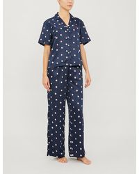 Tommy Hilfiger Satin Print Pyjama Set - Blue