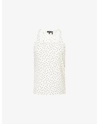 Theory - Polkadot Belted Woven Top - Lyst