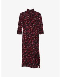 IKKS - Floral-print Woven Midi Dress - Lyst