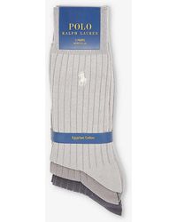 Polo Ralph Lauren - Logo-embroidered Pack Of Three Cotton-blend Knitted Socks - Lyst