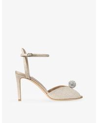 Jimmy Choo - Sacora 85 Glitter Leather Heeled Sandals - Lyst