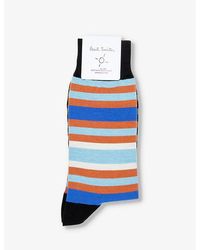 Paul Smith - Stripe-pattern Cotton-blend Knitted Socks - Lyst