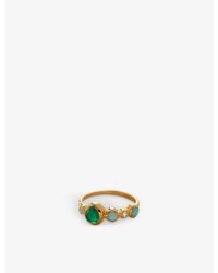 Monica Vinader - Mv Siren Bezel Multi Gemstone 18Ct-Plated Sterling, Rock Crystal, Chrysoprase, Onyx And Amazonite Ring - Lyst