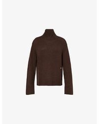 Ganni - High-Neck Open-Back Wool-Blend Jumper - Lyst