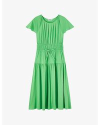 LK Bennett - Gre- Chloe Elasticated-Waist Gathered Woven Midi Dress - Lyst