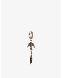 Kismet by Milka - Sparrow Feather 0.02Ct Diamond Drop Huggie - Lyst