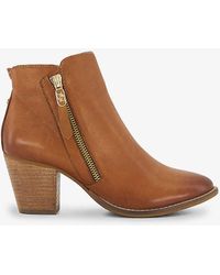 Dune - Paicey Zip-up Heeled Leather Ankle Boots - Lyst