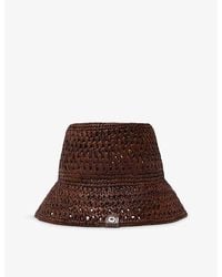 Maje - Logo-Badge Raffia Bucket Hat - Lyst