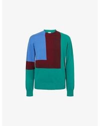 Loewe - Colour-Block Crewneck Wool Sweater - Lyst