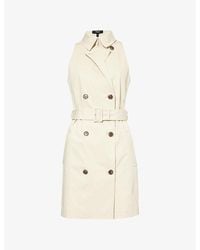 Theory - Sleeveless Double-breasted Stretch-cotton Trench Mini Dress - Lyst