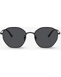 Giorgio Armani - Ar6150 Branded Round-frame Metal Sunglasses - Lyst