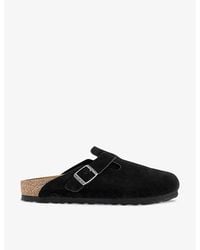 Birkenstock - Boston Logo-Embossed Suede Clogs - Lyst