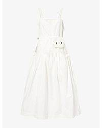 Damson Madder - Campbell Lace-Insert Cotton Midi Dress - Lyst