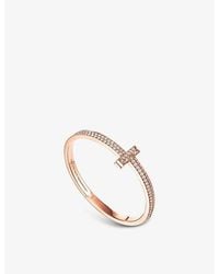 Tiffany & Co. - Tiffany T T1 Medium 18Ct Rose- And 4.08Ct Brilliant-Cut Diamond Bangle Bracelet - Lyst