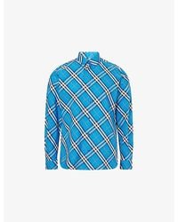 Burberry - Check-Print Curved-Hem Cotton-Poplin Shirt - Lyst