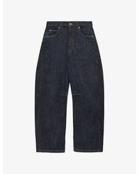 Loewe - Brand-Patch Barrel-Leg Mid-Rise Denim Jeans - Lyst