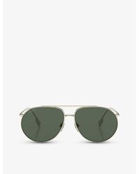 Burberry - Be3138 Alice Aviator-frame Metal Sunglasses - Lyst