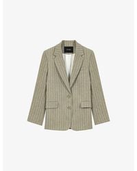 Maje - Striped Single-Breasted Cotton And Linen-Blend Blazer - Lyst