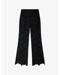 Sandro - Floral Flared Lace Trousers - Lyst