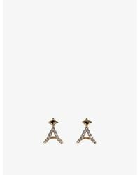 Astrid & Miyu - Cosmic Star Illusion 18Ct-Plated Sterling And Cubic Zirconia Stud Earrings - Lyst