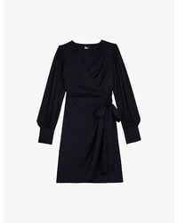 The Kooples - Jacquard Wrap Long-Sleeve Woven Mini Dress - Lyst