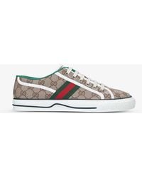gucci striped canvas low top trainers for men lyst lyst