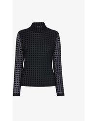 Whistles - Checked-print Stretch-mesh Top - Lyst
