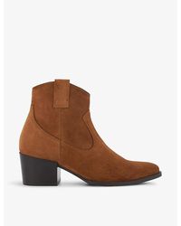 Dune - Possible Western Suede Heeled Ankle Boots - Lyst