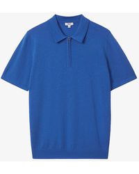 Reiss - Maxwell Zip-neck Slim-fit Knitted Polo Shirt - Lyst
