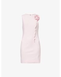 ROTATE BIRGER CHRISTENSEN - Flower Sleeveless Crepe Mini Dress - Lyst