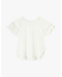 LK Bennett - Allie Frill-sleeve Cotton T-shirt - Lyst