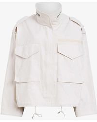 AllSaints - Amelia High-neck Cropped Organic-cotton Jacket - Lyst