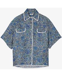 Sandro - Floral-print Relaxed-fit Silk Shirt - Lyst