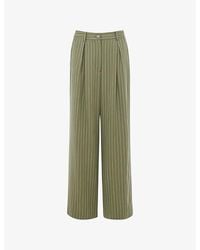 Whistles - Lottie Pinstriped Wide-Leg High-Rise Woven Trousers - Lyst
