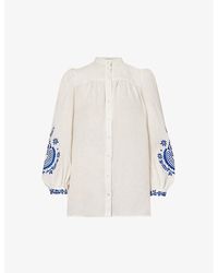 Weekend by Maxmara - Carnia Brand-embroidered Regular-fit Linen Shirt - Lyst