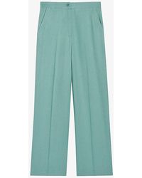 Claudie Pierlot - Tailored Wide-leg High-rise Stretch Linen-blend Trousers - Lyst