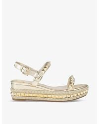 Christian Louboutin - Pyraclou 60 Stud-embellished Suede Wedge Sandals - Lyst