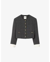 Sandro - Rhinestone-Embellished Button-Down Stretch-Woven Jacket - Lyst