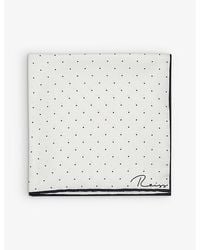 Reiss - Liam Polka-Dot Logo-Print Silk Pocket Square - Lyst