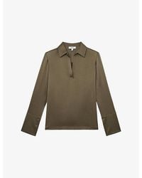 Reiss - Marina Open-Collar Silk Blouse - Lyst