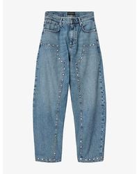 AllSaints - Sadie Stud Barrel-Leg Stretch-Denim Jeans - Lyst